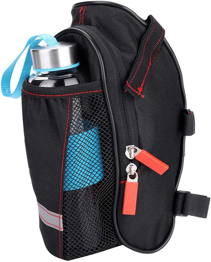 woobles Bicycle Saddle Bag With Water Bottle Pocket, Portable Rainproof Bike Saddle Pouch Bicycle Seatpost Nylon Bag Pack - Image 2